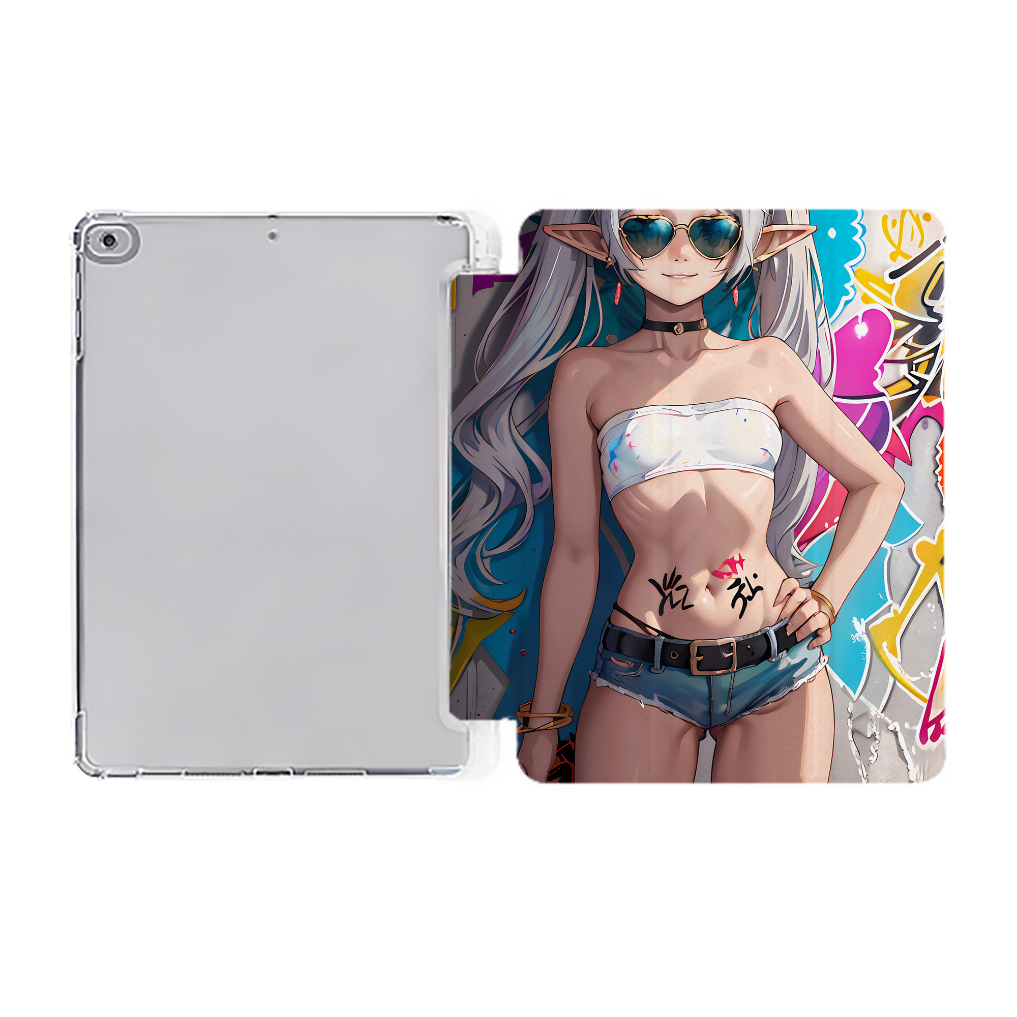 （画像用） 葬送のフリーレン Frieren IPad ケース ペン収納付き 三つ折りスタンド PUレザー×シリコン 対応機種9.5/10.5/10.9インチ